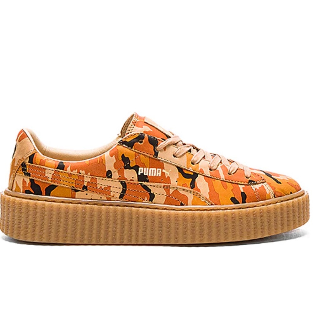 Puma Orange Camo Platform Sneakers with Gum Sole